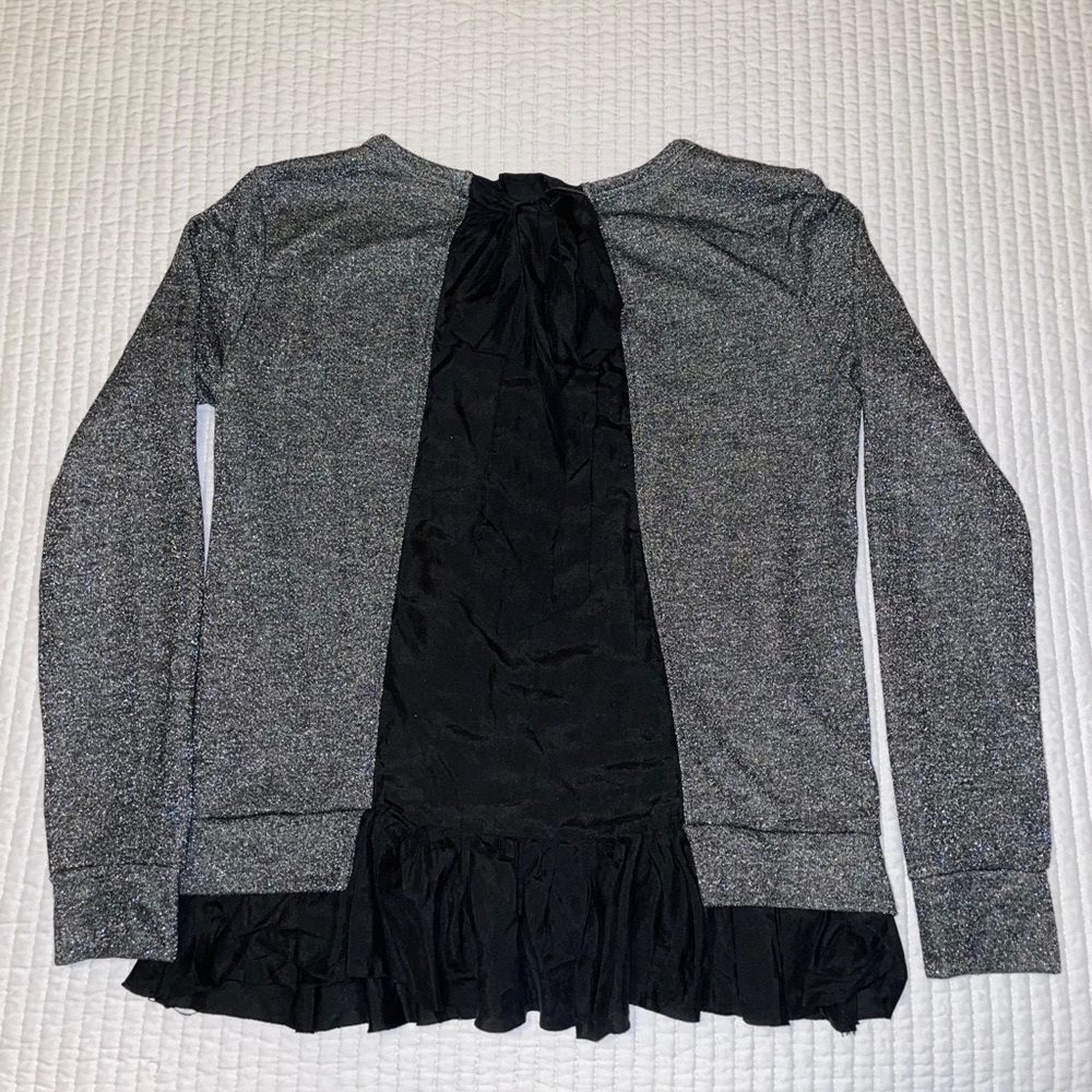 CLU 
Black sparkle Ruffle Tie Back Knit Sweater